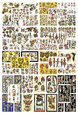 Colección flash de tatuajes tradicional, vintage, estilo de la vieja escuela, 46 hojas 11x17