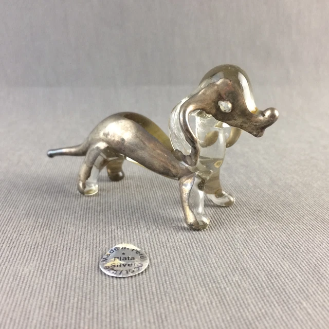 CRISTAL DE PLATA | 925 | Perro | Figurita Miniatura | Made in PERÚ | Silver