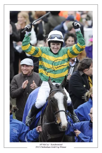 TONY AP McCOY SYNCHRONISED 2012 CHELTENHAM GOLD CUP AUTOGRAPH SIGNED PHOTO PRINT