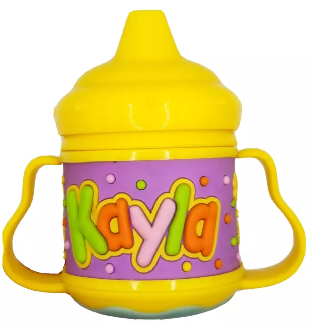 Copa Kayla Sippy Niñas Pequeñas Nombre Personalizado Amarillo Sin Derrame