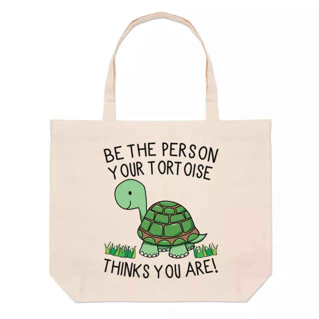 Be The Person Your Tortoise Thinks You Are Large Beach Tote Bag Crazy Lady Man