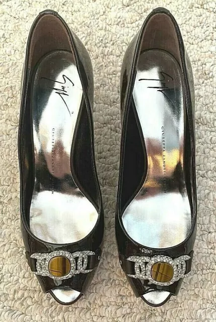 Giuseppe Zanotti, women's high heel shoes, black leather, 37.5 M 7.5 - worn 3x