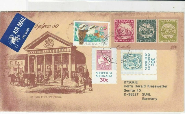 australia sydpex 80 air mail stamps cover ref 20650