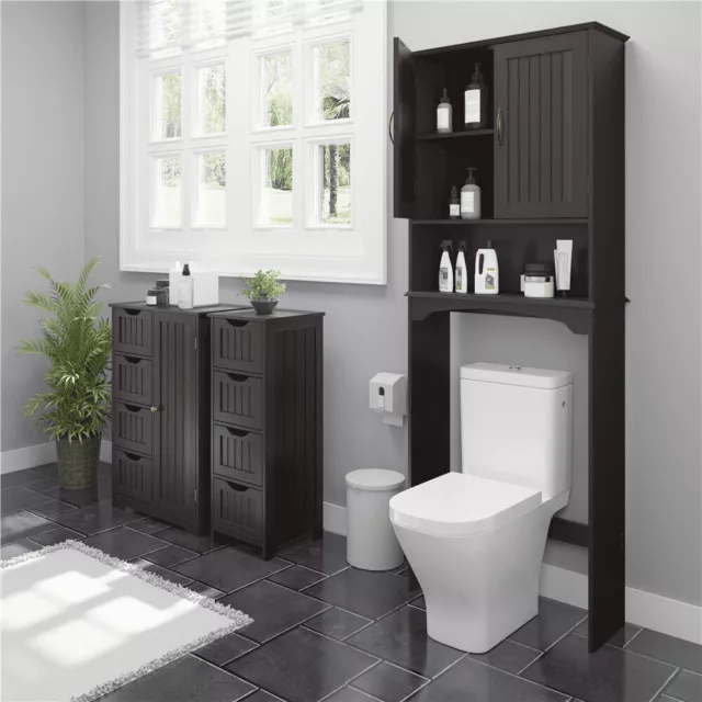 3-Shelves Over the Toilet Bathroom Storage Cabinet Space Saver Organizer Rack US