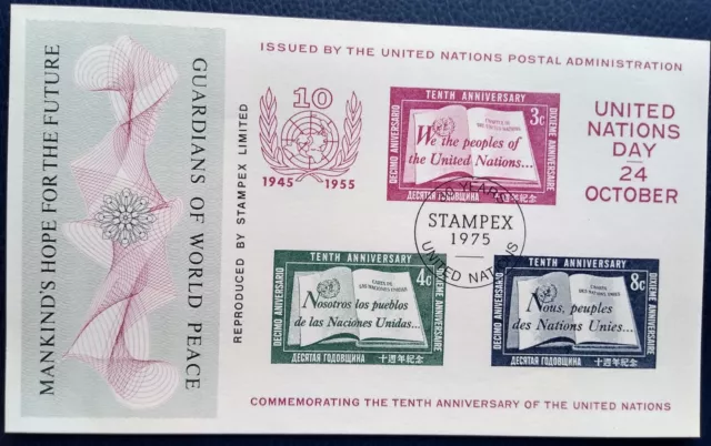 1975 Stampex Stamp Exhibition Souvenir Sheet United Nations 30 Years