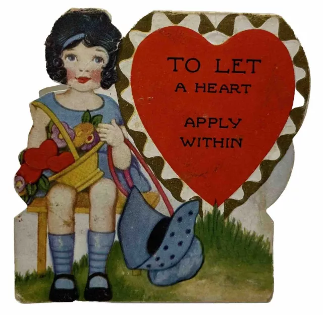 Vintage To Let A Heart Apply Within Pretty Girl Valentines Card