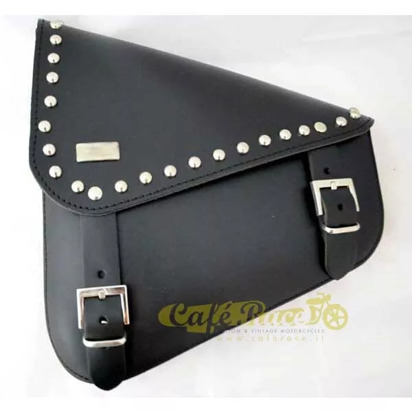 borsa laterale borchiata in pelle nera per telaio Harley Davidson SOFTAIL 3litri