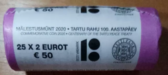 Estland 2020 Rolle 25 X 2 Euro 100 Jahre Friedensvertrag von Tartu