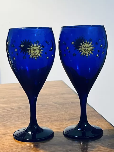 Libbey Celestial Sun Moon Stars Goblet,Wine Glass (1) Multiples