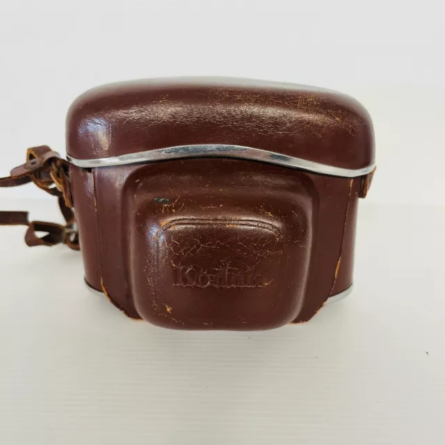 Vintage  Kodak Brown Leather Carry Case Bag With Neck Strap