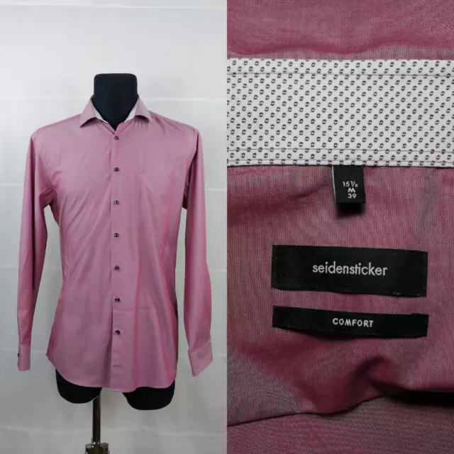 SEIDENSTICKER M 15.5” 39cm Mens Pink Shirt Cotton Comfort Fit P2P 23.5” 60cm