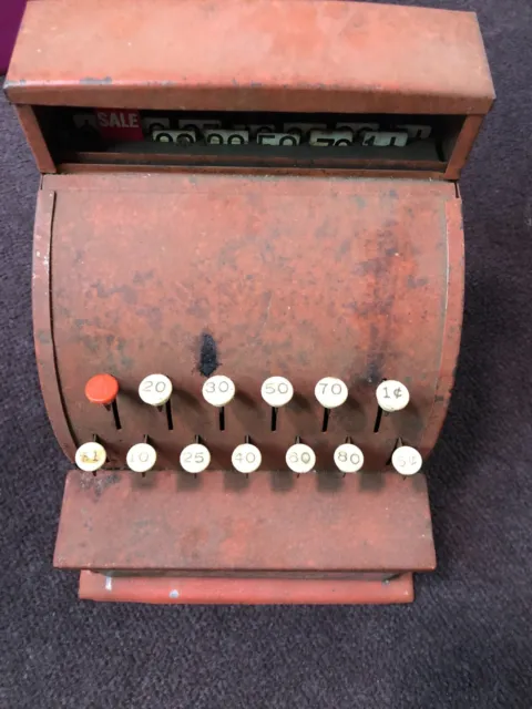 Vintage Boomeroo Australia Tin Cash Register Toy, Collectable Mini
