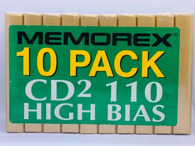 Memorex CD 2 Audio Cassette Tipo II Paquete de 10 Nuevo