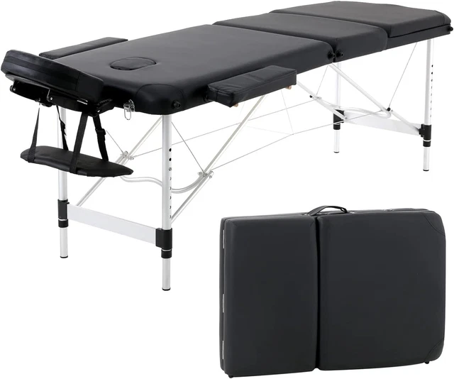 Massagetisch Bett Therapie Schönheit 3-fach verstellbare Couch Salon tragbar schwarz