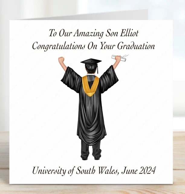 Card With Ribbon Graduation PERSONALISED GRADUATION CONGRATULATIONS Card Customise Hair Gown Ribbon ...