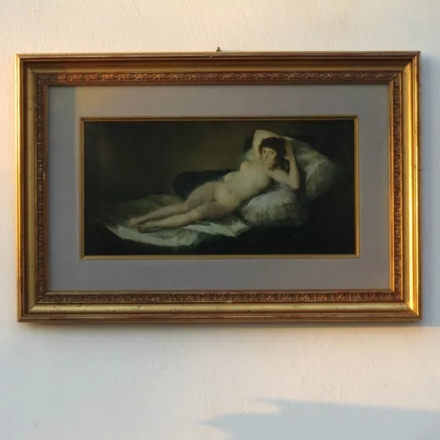 Dipinto Su Tavola Ad Olio - Riproduzione "Maja Desnuda" Francisco Goya - Anni 60