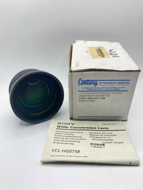 Century Precision Optics .65X  Wide Angle Conversion Lens 80mm