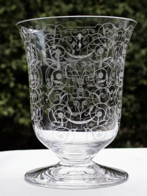 Baccarat France Glas Vase ° Bechervase ° Dekor MICHELANGELO ° Ätzmarke