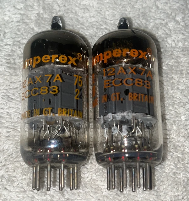pair Mullard Amperex ECC83 12AX7A Tube Gt. Britain Amplitrex Tested good