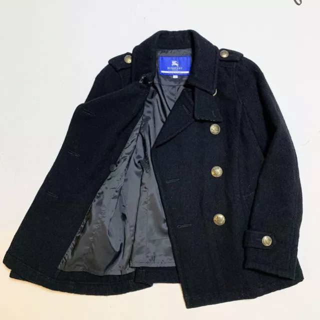 Burberry Blue Label A-line Pea Coat Wool Black Button Women Size 38/M Used