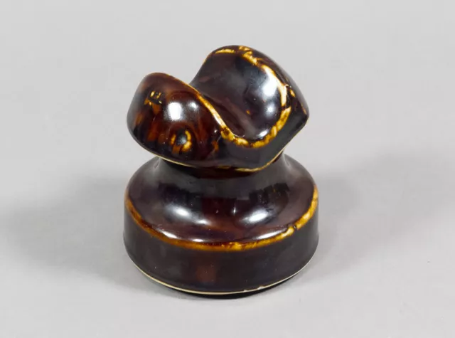 Vintage Brown Glazed Porcelain PP Porcelain Products U-503 Saddle Top Insulator