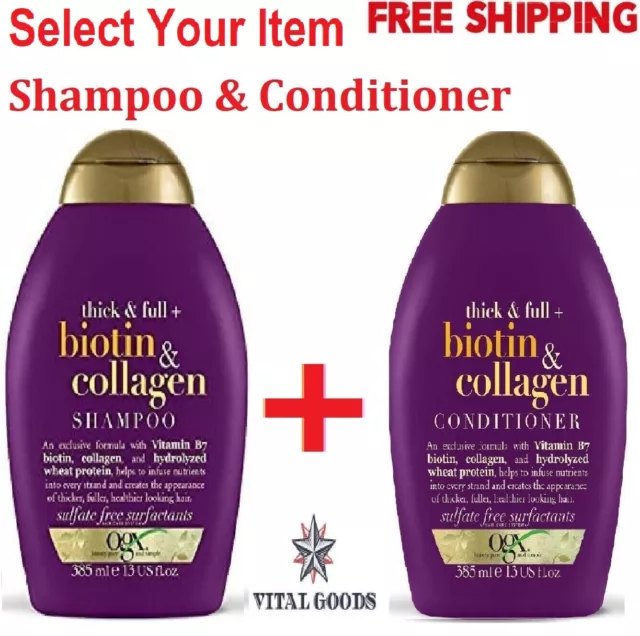 Biotin & Collagen Hair Thickening Sulfate Free Shampoo Conditioner OGX 385ml