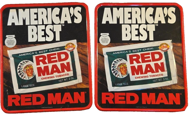americas best chewing tobacco Red Man (Willy) Bandana Made In USA Poly Cotton Advertisement XL Pit to pit VINTAGE RED MAN Chewing Tobacco