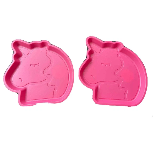 Plates Unicorn 2pk Your Zone Plastic Shaped Kids Pink Color Microwave Safe New