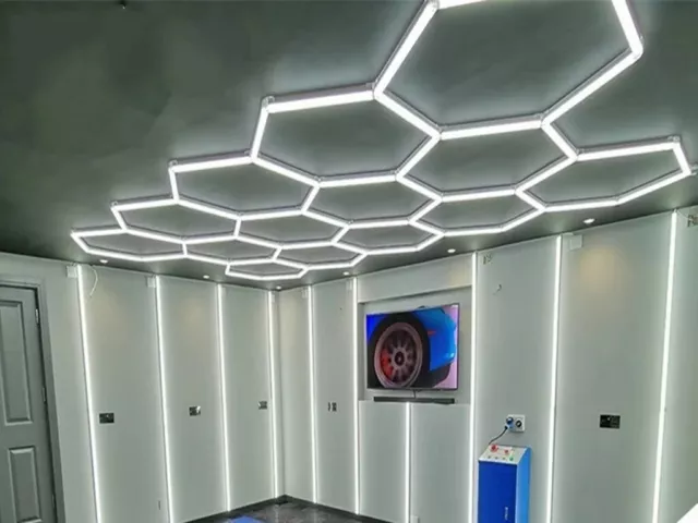 Grid Hexagon LED Lighting Garage Workshop Retail Car Showroom Custom Lights DIY