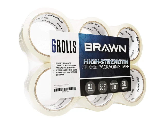 2.0 mil High-Strength Clear Packing Tape 6 Rolls x 55 Yards 2" Wide fit for