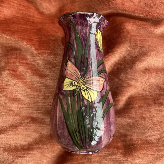 Vintage Longpark Pottery Torquay Small Butterfly Vase