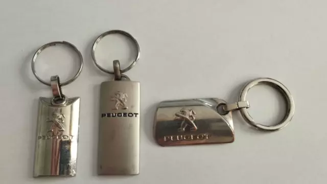 Lot de 3 Porte-clés Lion Automobile PEUGEOT Keychain vintage 80'