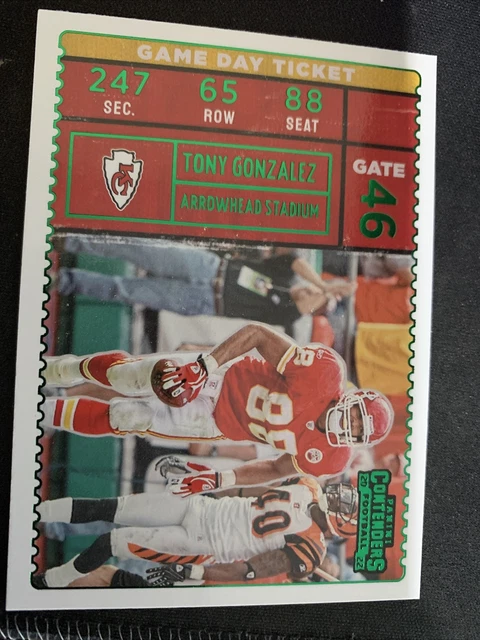 TONY GONZALEZ 2022 Contenders Game Day Ticket #GDT-TGO EMERALD Green ...