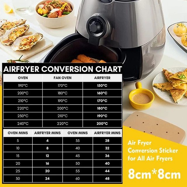 AIR FRYER CONVERSION Chart Sticker Cheat Sheet Chart Time Cooking New