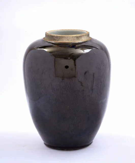 1930's Chinese Mirror Black Glaze Porcelain Vase Pot