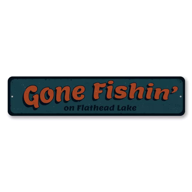 Gone Fishing Sign, Personalized Gone Fishin' Lake House Metal Decor Sign