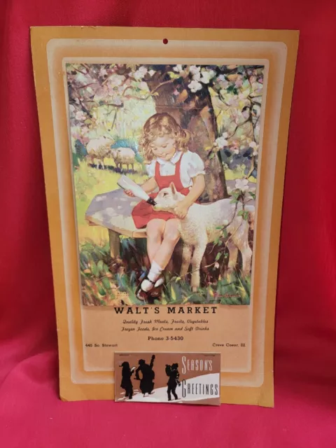 Vtg. Calender From Walt's Market! Creve Coeur, Illinois 1950 Frederick Brunner