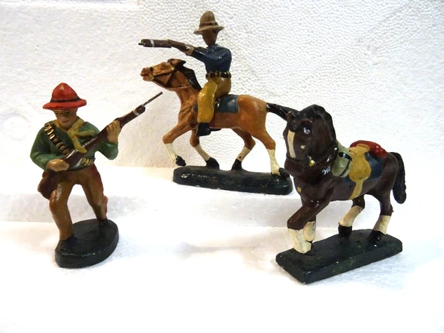 Figurine Composition Ancienne Buffalo Bill Cowboy Cavalier – Incamim Rare