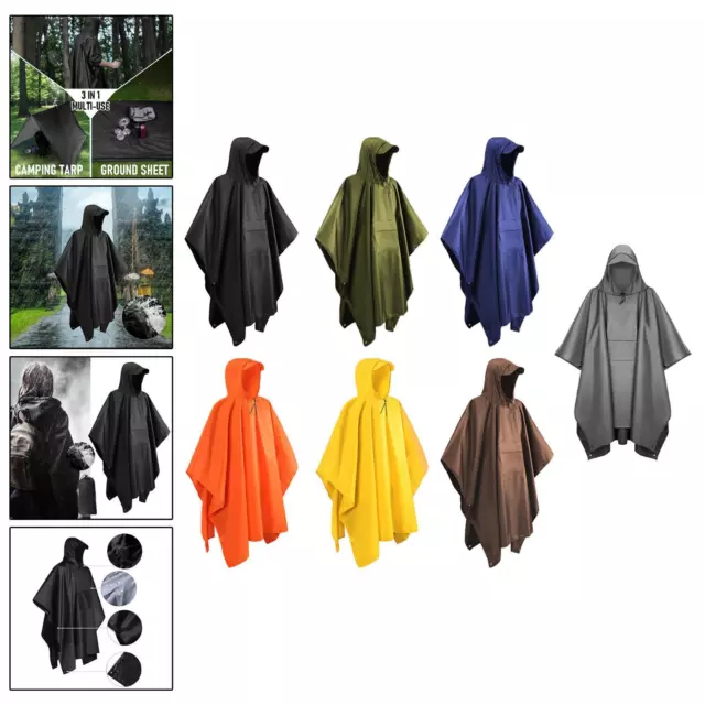 Poncho de pluie à capuche avec poche avant, imperméable pour sac à dos,