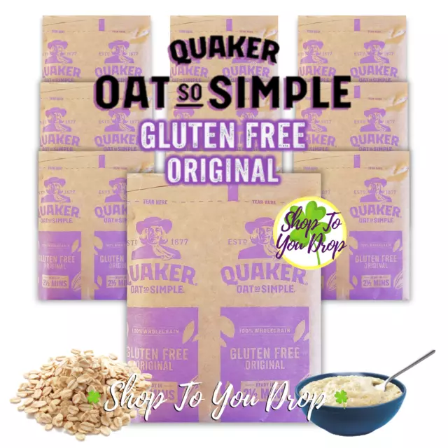 QUAKER GLUTEN FREE OAT SO SIMPLE 10 x SACHETS PORRIDGE 35g Wholegrain Oats🥣