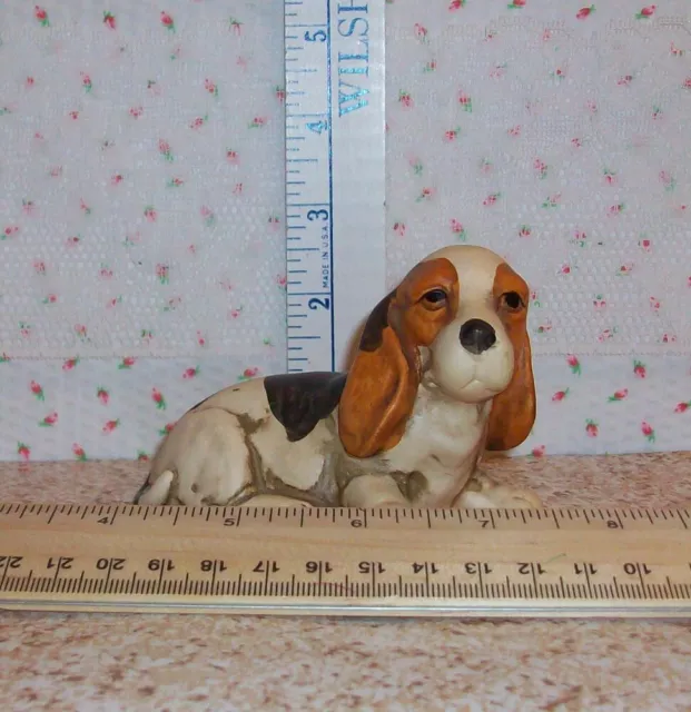 Vintage Bassett Hound Puppy Dog Ceramic  Figurine Adorable