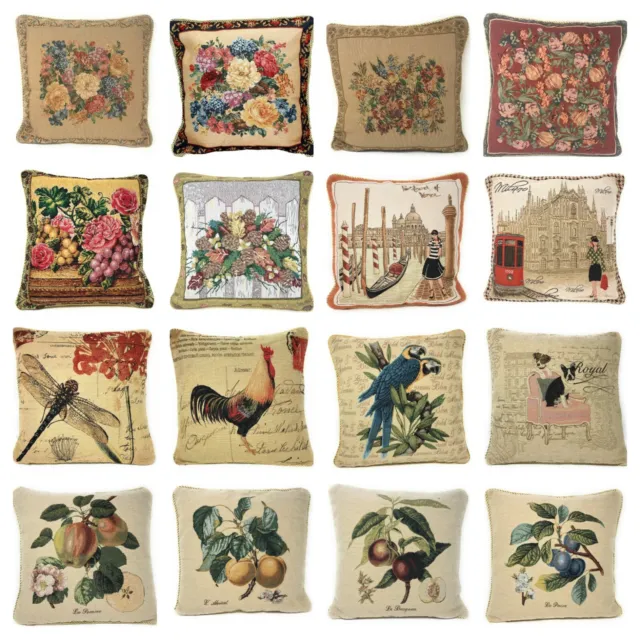 Elegant Vintage Cozy Floral Farmhouse Woven Tapestry Throw Cushion Pillow Covers