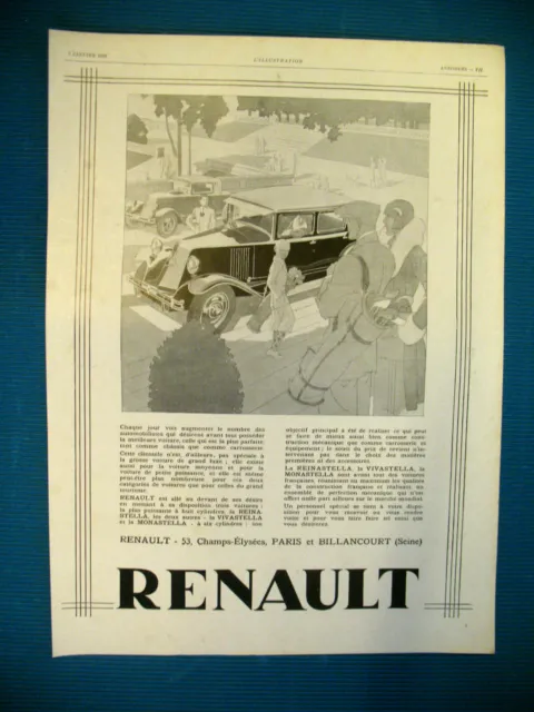Publicite De Presse Renault Reinastella Vivastella Illustration R. Vincent 1929