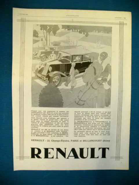 Publicite De Presse Renault Reinastella Vivastella Illustration R. Vincent 1929