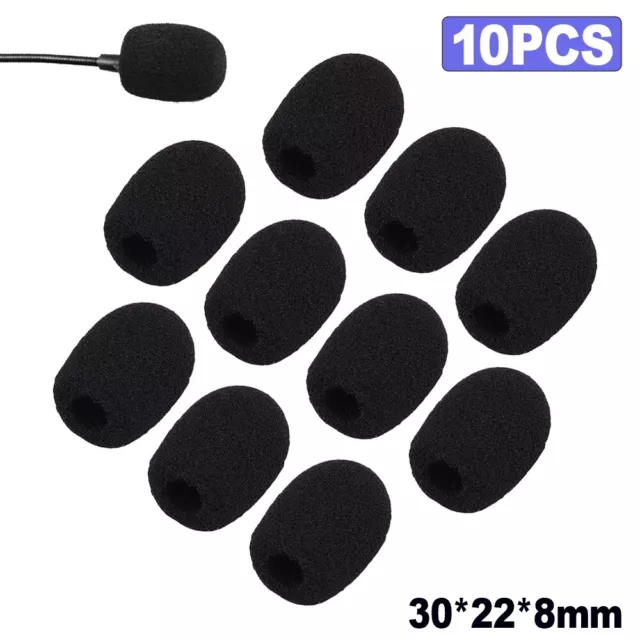 10 Pcs 30x22x8mm Mini Microphone Headset Windscreen Sponge Foam Mic Cover BLACK