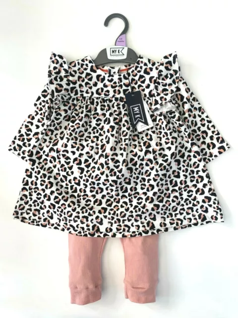 Myleene Klass abito bambina MY K set top leggings rosa animale stampa leopardata