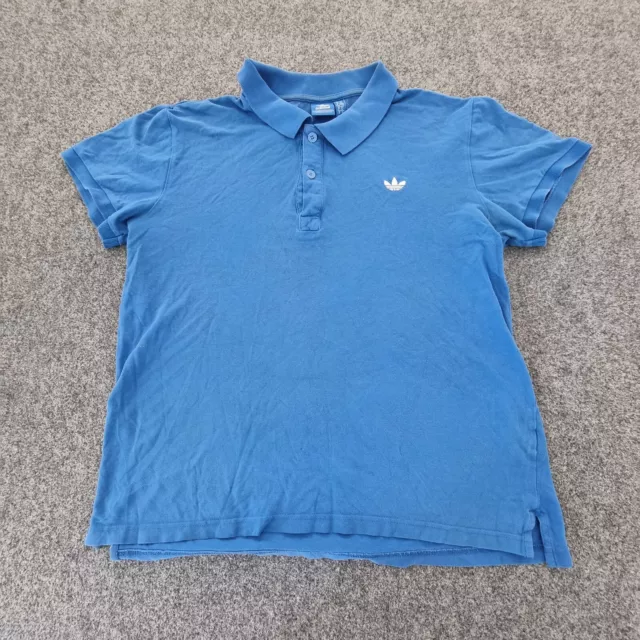 adidas Shirt womens LARGE blue Polo T Shirt modern short sleeve summer Size L