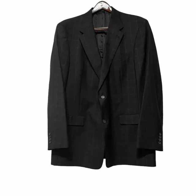 Hart Schaffner Marx Mens Two Button Black Blazer Sport Coat Jacket Size 48L