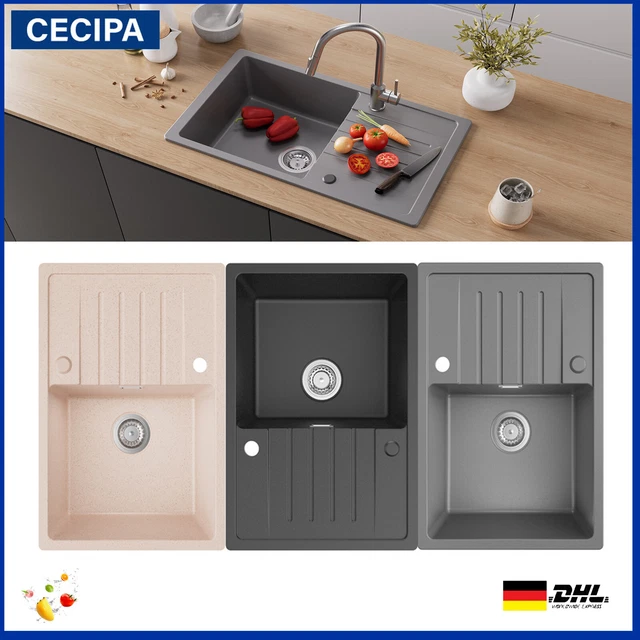 Granitspüle W490 – Küchenspüle Aus Granit In Weiß/Schwarz/Braun, Made In Germany