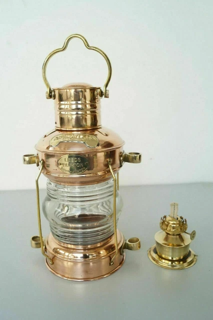 Kupfer Messing Anker Öl Lampe Nautisch Maritim Schiff Laterne Boot Antik Licht 5